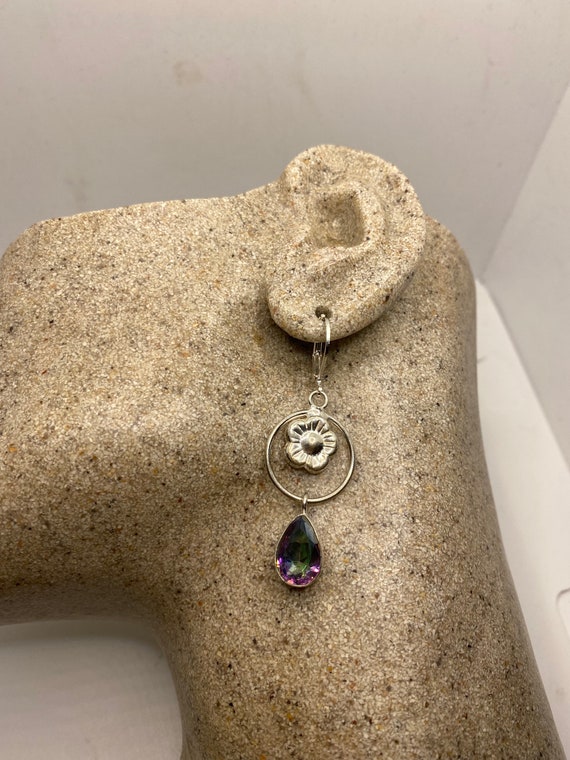 Vintage Purple Amethyst Mystic Topaz Earrings 925 