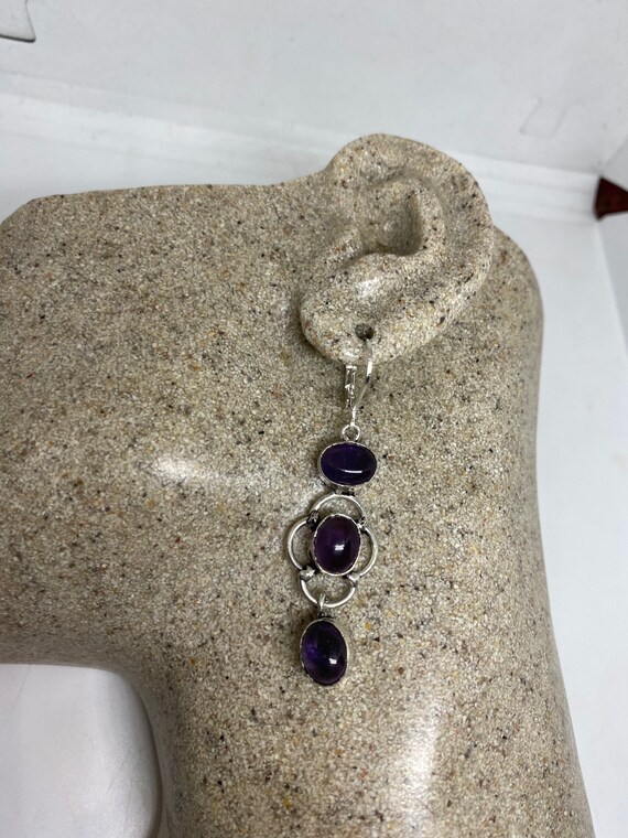 Vintage Sterling Silver Purple Amethyst earrings
