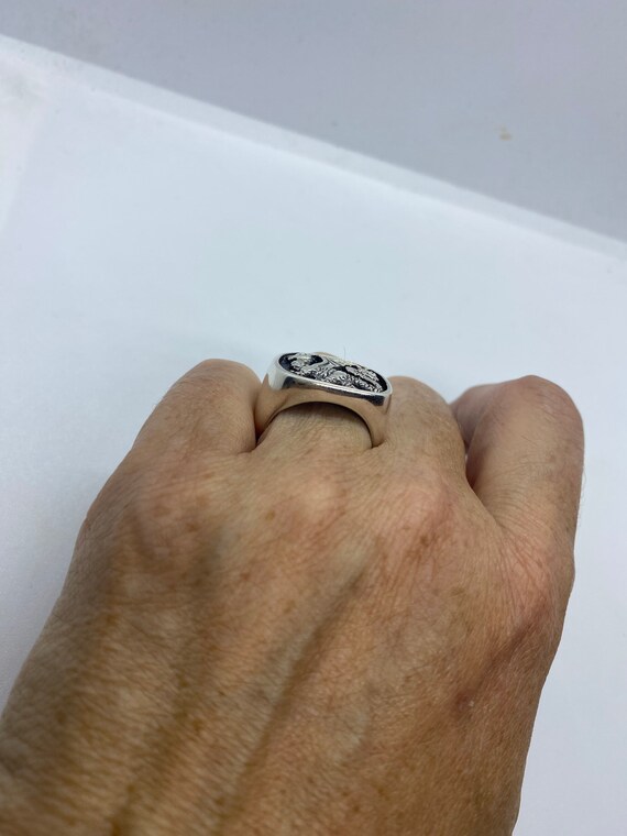 Vintage Griffon Sterling Silver Mens Ring Size 7 - image 5