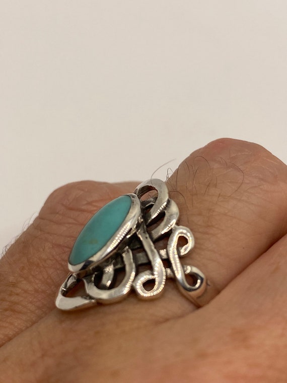 Vintage  Turquoise Gemstone 925 Sterling Silver C… - image 2