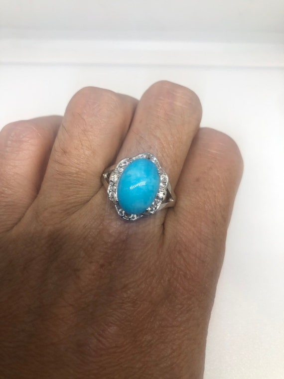 Vintage Blue Genuine Larimr Adjustable Ring - image 2
