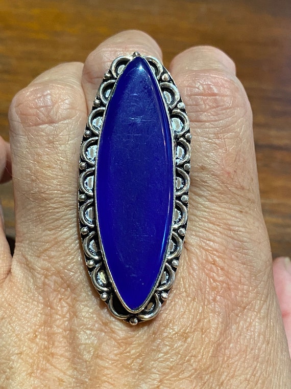 Vintage Blue Genuine Lapis Lazuli Ring Size 9 - image 2