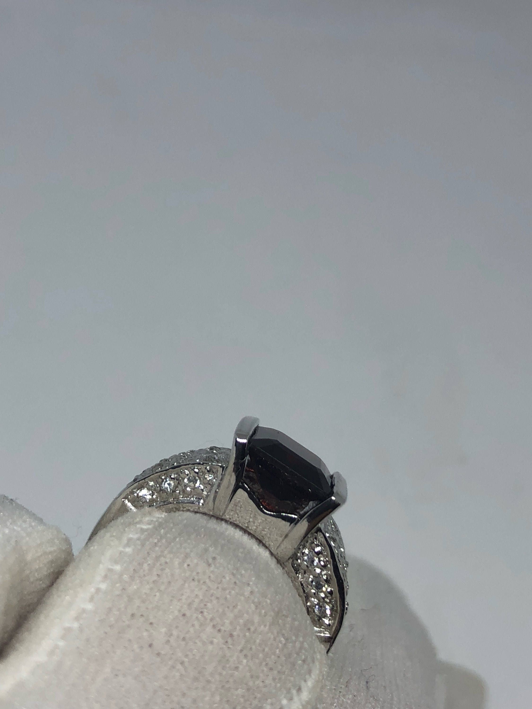 ヴィンテージ ボヘミアン ガーネット リング 925 スターリングシルバー 