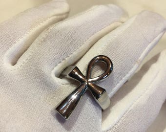 Vintage Silver Stainless Steel Gothic Egyptian Ankh Men Ring