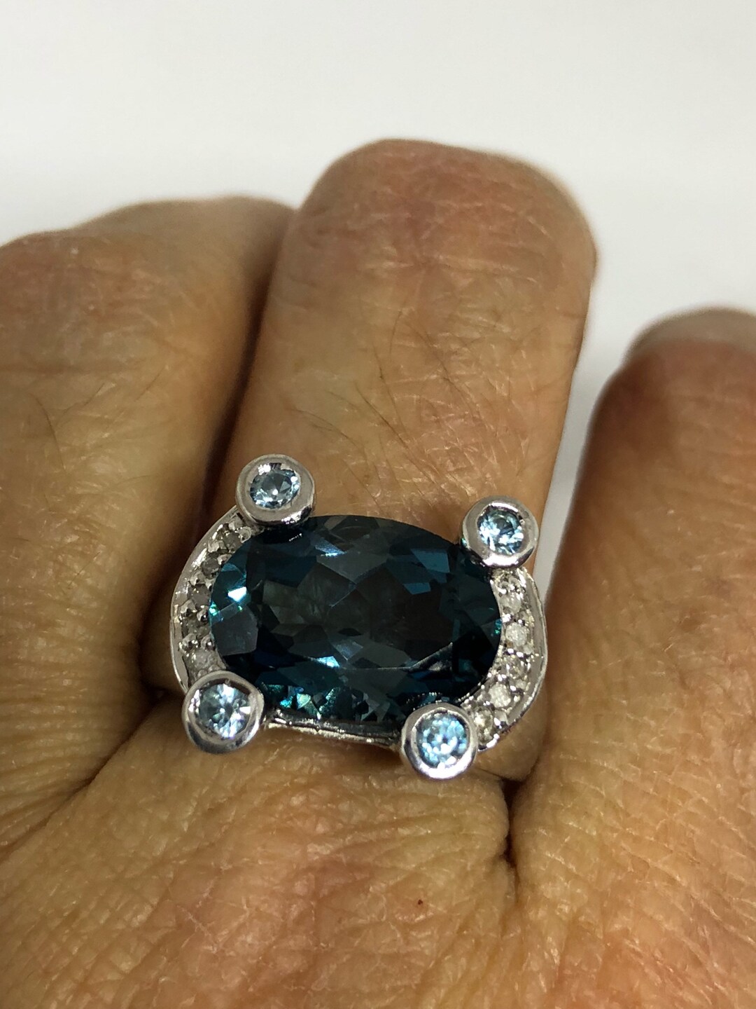 Vintage Genuine London Blue Topaz 925 Sterling Silver Ring - Etsy