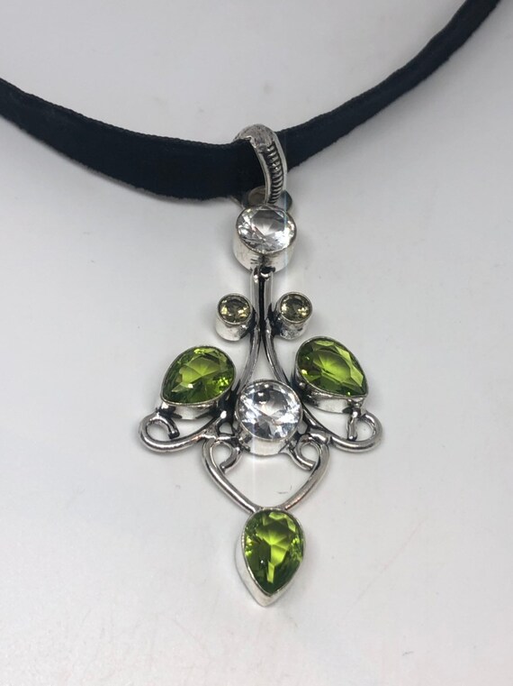 Vintage Silver Green Peridot Pendant
