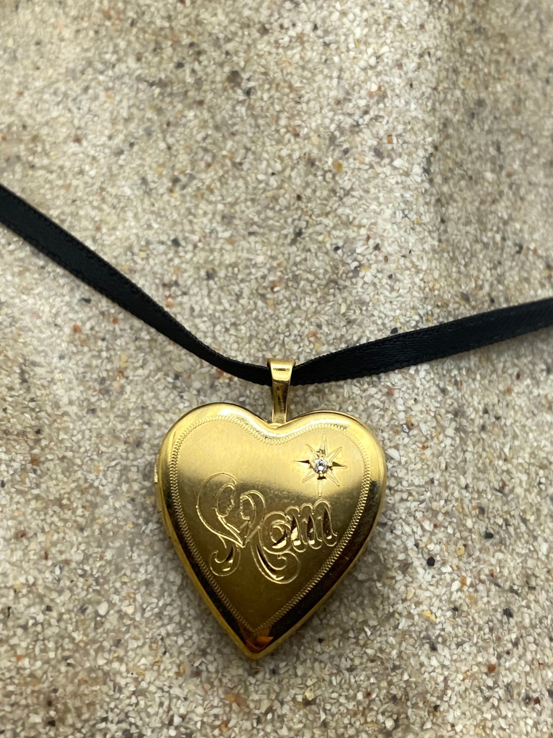 Vintage Heart Locket Choker | 9k Golden Filled, Diamond Star - Etsy