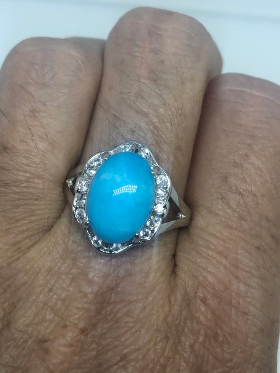 Vintage Blue Genuine Larimr Adjustable Ring - image 5