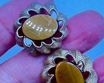 Vintage deco, gold tigers eye cufflinks Cuff Links