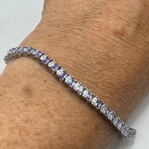 Vintage Purple Amethyst Tennis Bracelet in 925 Sterling Silver