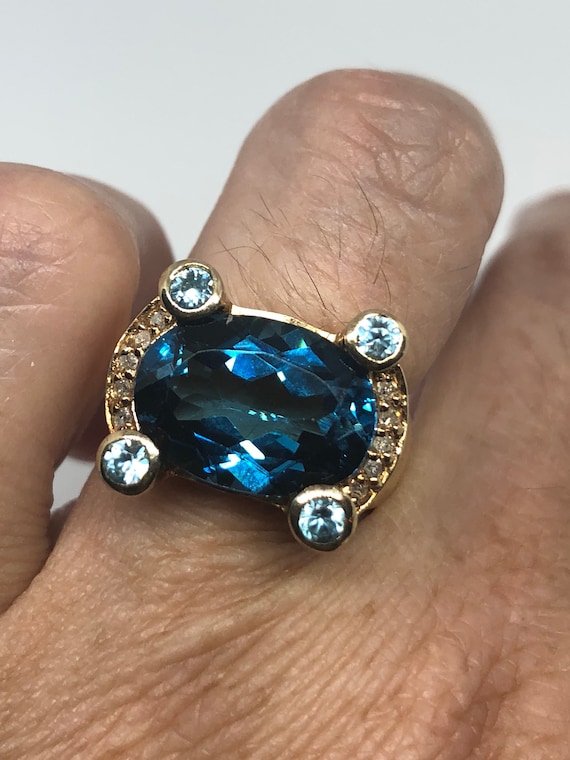 Vintage Genuine Blue Topaz and White Sapphire Golden 925  display picture 1