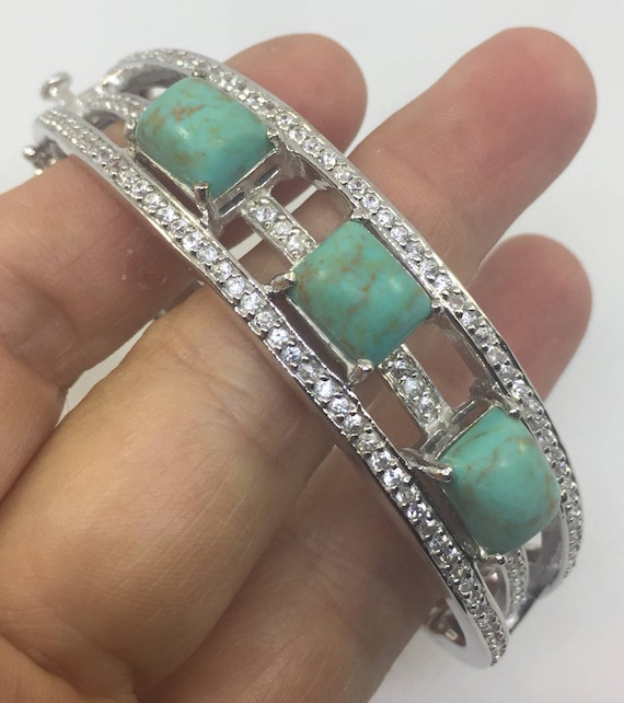 アクセサリー Vintage Silver Turquoise Bangle 925 Vintage 925 Sterling Silver Turquoise Bangle Bracelet - Etsy