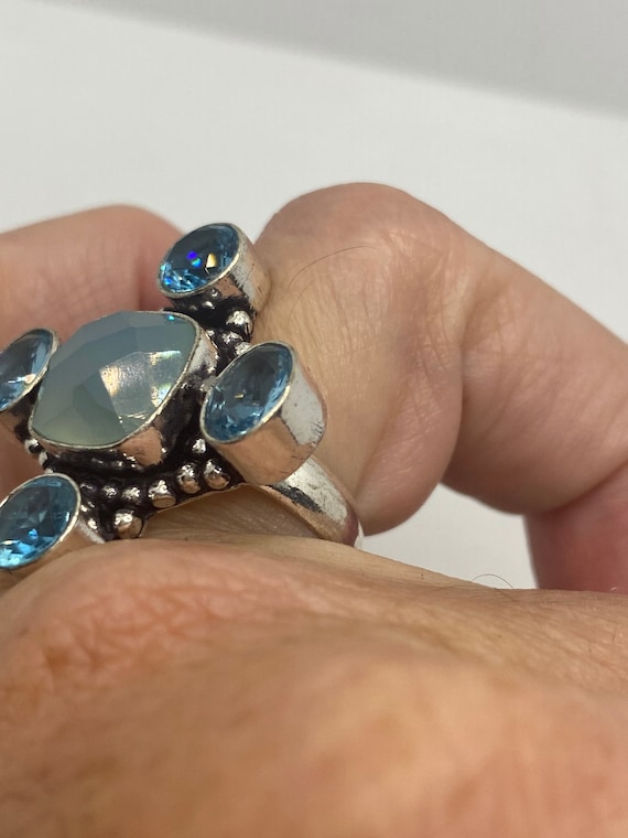 Vintage Blue Chalcedony Blue Topaz Ring - image 2