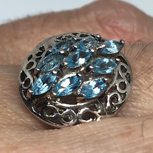 Vintage Genuine Blue Topaz 925 Sterling Silver Ring Size 8