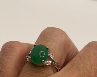 bague de cocktail vintage en jade néphrite vert porte-bonheur