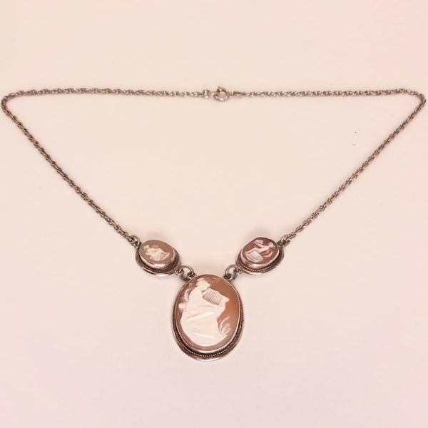 Vintage Shell Cameo Golden Filled Necklace Choker