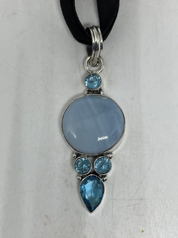 Hand Made Blue chalcedony Choker Necklace - image 3