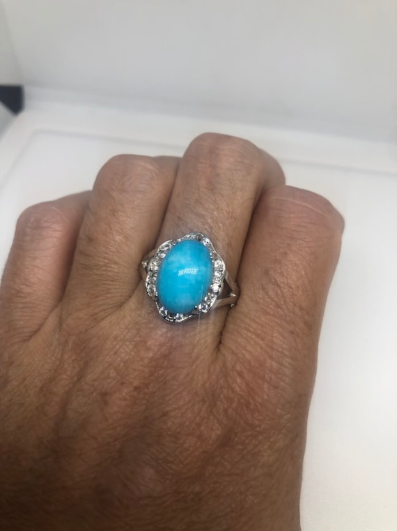 Vintage Blue Genuine Larimr Adjustable Ring - image 9