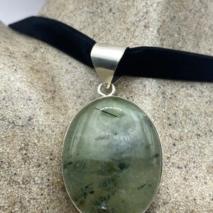 Vintage Green Aventurine Jade Choker Silver Finish Necklace Pendant