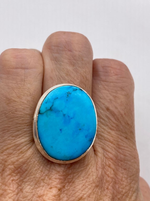 Vintage Blue Genuine Tibetan Turquoise Ring Size … - image 3