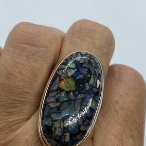 Vintage Opal Silver Inlay Ring