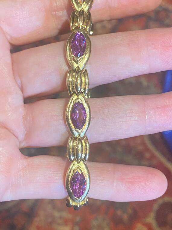 Vintage Purple Alexandrite Tennis Bracelet Golden… - image 8