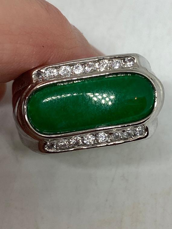 Vintage Lucky Green Nephrite Jade Ring - image 7