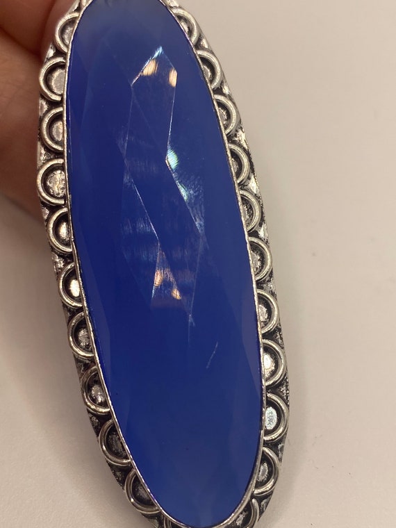 Vintage Blue Chalcedony Ring Size 8 - image 6