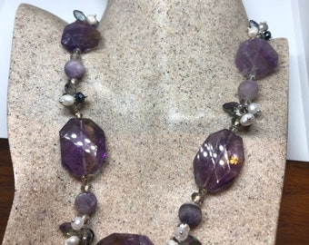 Deep Purple Genuine Amethyst Bead Choker Necklace