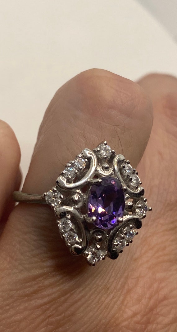 Vintage Purple Amethyst Ring in 925 Sterling Silve