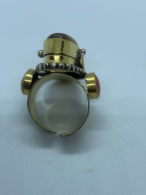 Vintage Poison Pillbox Ring Adjustable Bronze - image 5