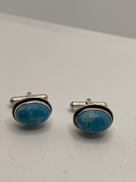 Vintage Blue Larimar Cuff Links - image 2