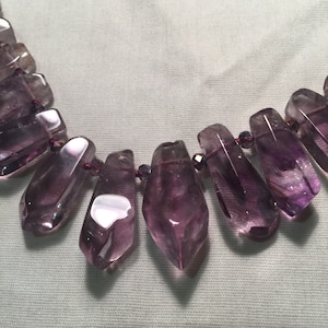 Bohemian Point Cut Droplet Deep Purple Genuine Amethyst Necklace