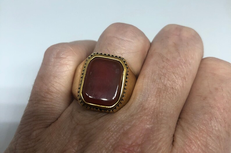 Vintage Gold Detailed Red Carnelian Mens Ring - Etsy