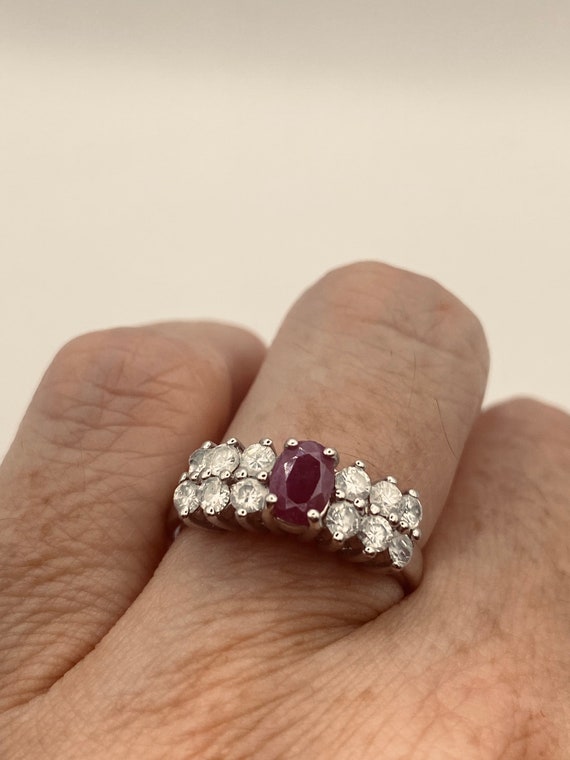 Vintage Pink Ruby 925 Sterling Silver Ring - image 6