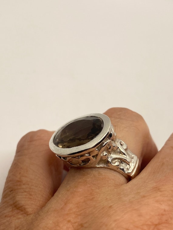 Vintage Smoky Topaz Ring 925 Sterling Silver