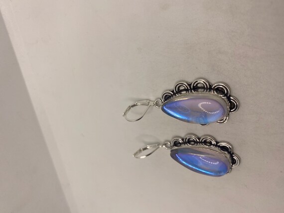 Vintage Opal Glass Silver Dangle Earrings Chandel… - image 8