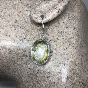 Antique Vintage Faux Gold Rutile Glass Silver Dangle Earrings