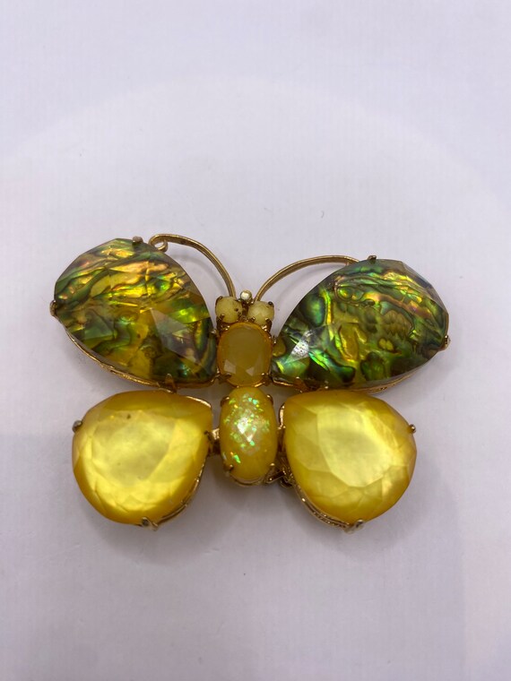Broche Vintage Papillon En Cristaux Taillés Couleur Or Brillant - Modèle 544