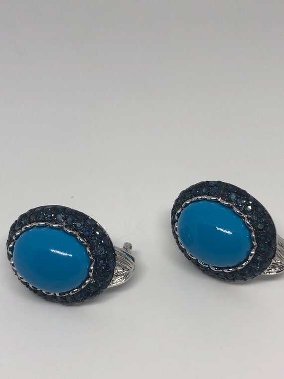 Vintage Handmade Sterling Silver Genuine Deep Blu… - image 4