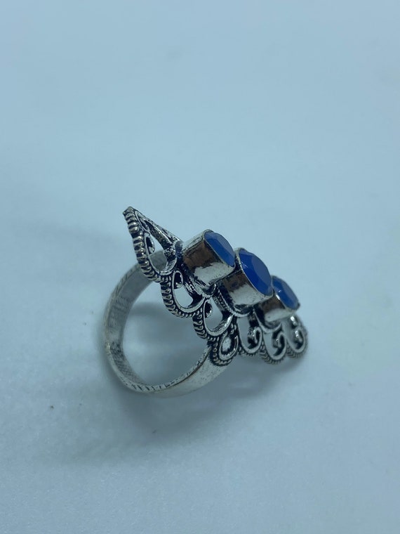 Vintage Blue Chalcedony Ring Statement Cocktail - image 9