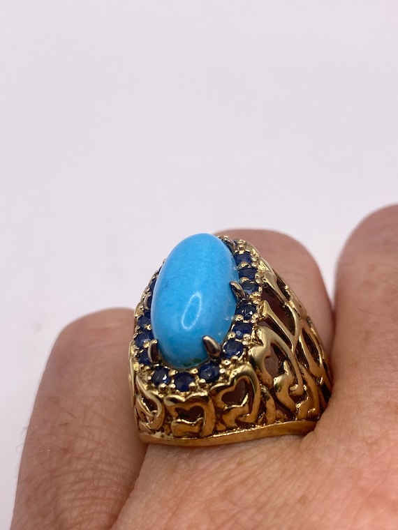 Vintage Tibetan Turquoise 925 Sterling Silver Ring