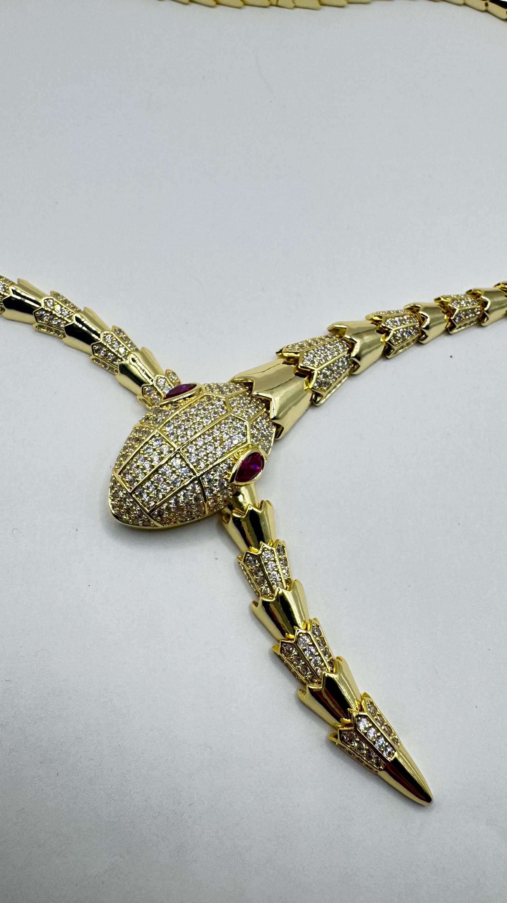 Vintage Golden Bronze Snake Choker Necklace - Etsy