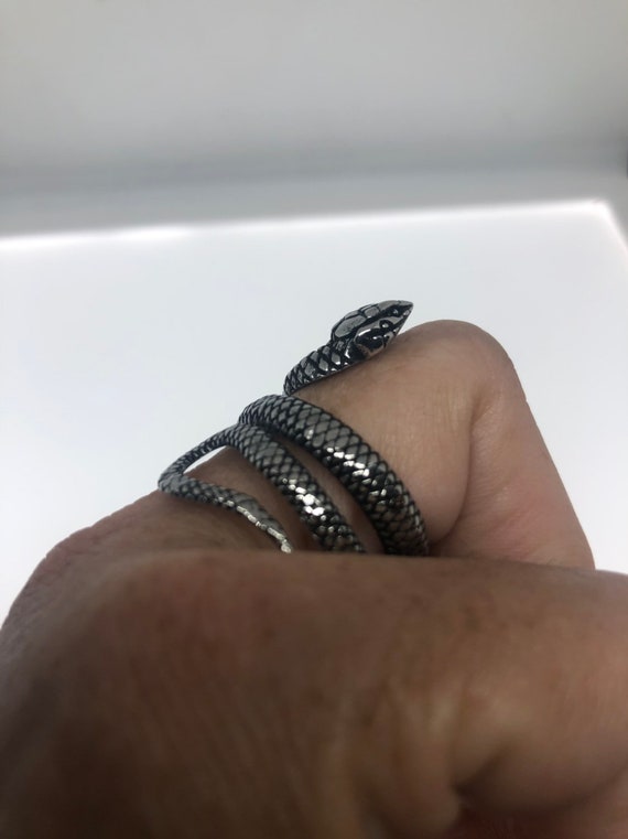 Vintage Gothic Stainless Steel Snake Serpant Mens… - image 7