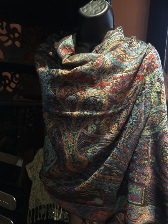 Nemesis Vintage Paisley Brocade Pashmina Scarf Wrap shawl