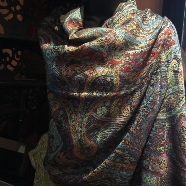 Vintage Paisley Brocade Pashmina Scarf Wrap Shawl