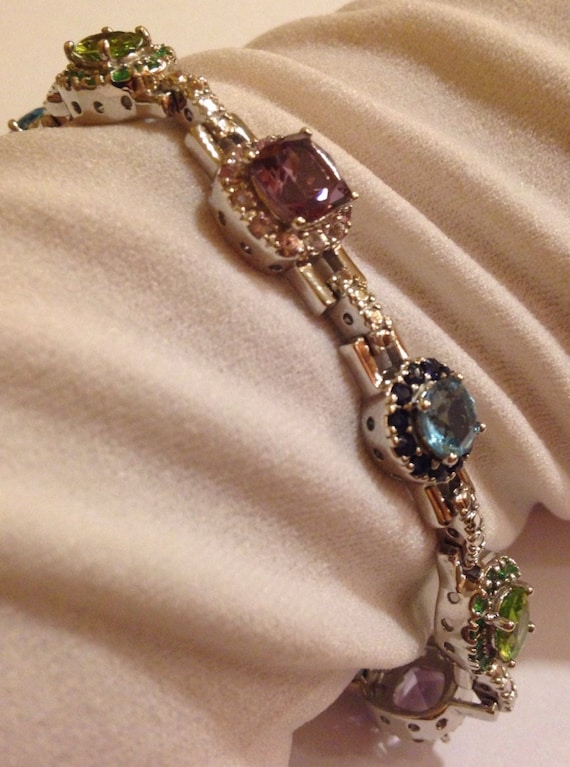 Handmade Garnet Amethyst Citrine Peridot in 925 St