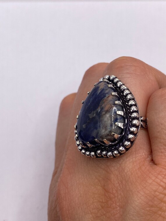 Vintage Blue Genuine Lapis Lazuli Heart Ring - image 8