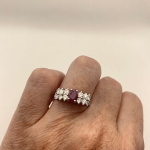ヴィンテージ ピンクルビー 925 スターリングシルバー リング