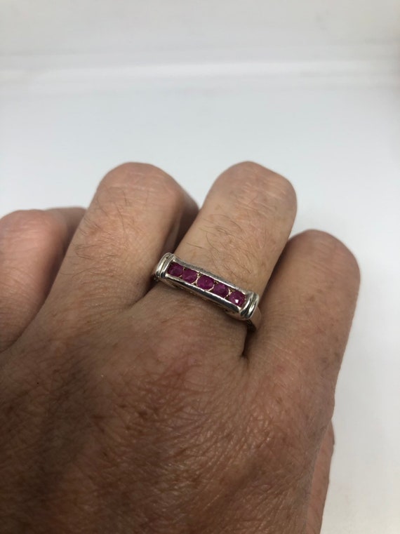 Vintage Handmade Pink Ruby Setting Sterling Silve… - image 4